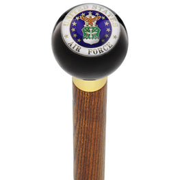Royal Canes U.S. Air Force Black Round Knob Cane w/ Custom Wood Shaft & Collar