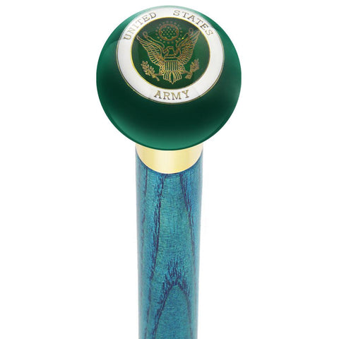 Royal Canes U.S. Army Green Round Knob Cane w/ Custom Color Ash Shaft & Collar