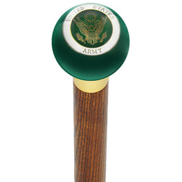 Royal Canes U.S. Army Green Round Knob Cane w/ Custom Wood Shaft & Collar