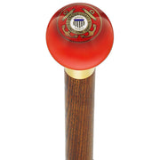 Royal Canes U.S. Coast Guard Red Round Knob Cane w/ Custom Color Ash Shaft & Collar