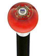 Royal Canes U.S. Coast Guard Red Round Knob Cane w/ Custom Wood Shaft & Collar