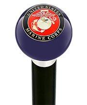 Royal Canes U.S. Marine Corps Dark Blue Round Knob Cane w/ Custom Wood Shaft & Collar