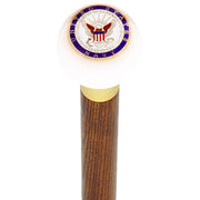 Royal Canes U.S. Navy White Round Knob Cane w/ Custom Color Ash Shaft & Collar