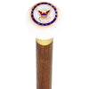 Royal Canes U.S. Navy White Round Knob Cane w/ Custom Wood Shaft & Collar