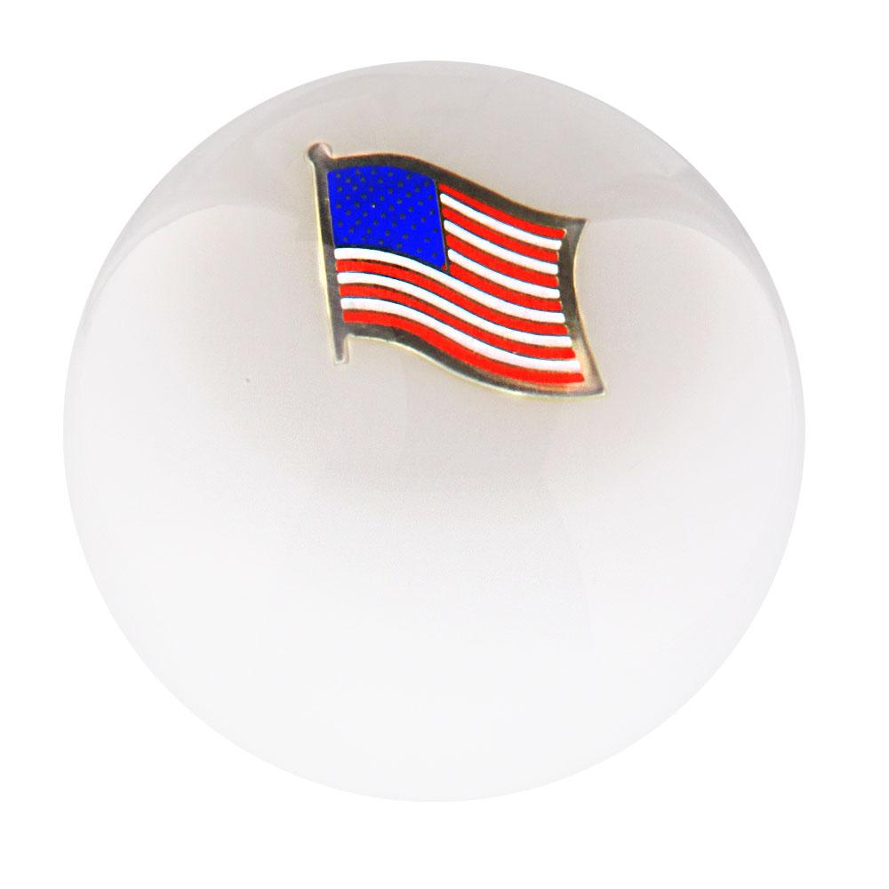 Royal Canes USA Flag White Round Knob Cane w/ Custom Color Ash Shaft & Collar