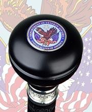 Royal Canes Veterans of War Knob Walking Stick With Black Beechwood Shaft and Pewter Collar