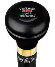 Royal Canes vintage 80th Birthday Symbol Flask Walking Stick w/ Black Beechwood Shaft & Pewter Collar