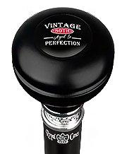 Royal Canes vintage 80th Birthday Symbol Knob Walking Stick w/ Black Beechwood Shaft & Pewter Collar