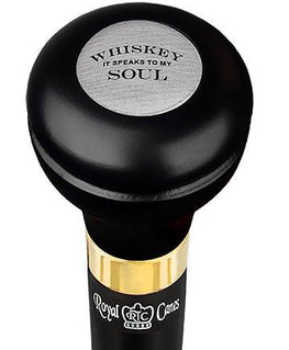 Royal Canes Whiskey Soul Flask Walking Stick w/ Black Beechwood Shaft & Pewter Collar