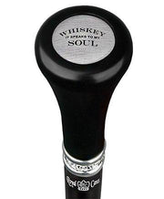 Royal Canes Whiskey Soul Flat Top Walking Stick w/ Black Beechwood Shaft & Pewter Collar