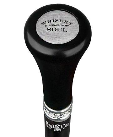 Royal Canes Whiskey Soul Flat Top Walking Stick w/ Black Beechwood Shaft & Pewter Collar