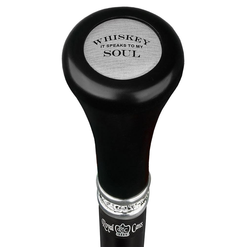 Royal Canes Whiskey Soul Flat Top Walking Stick w/ Black Beechwood Shaft & Pewter Collar