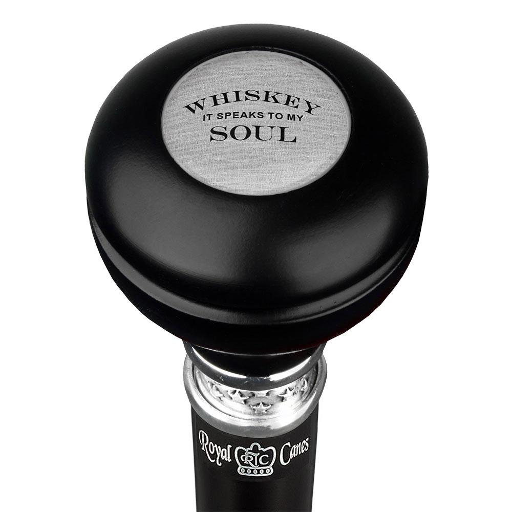 Royal Canes Whiskey Soul Knob Walking Stick w/ Black Beechwood Shaft & Pewter Collar