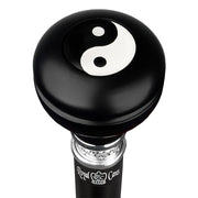 Royal Canes Yin & Yang Symbol Knob Walking Stick w/ Black Beechwood Shaft & Pewter Collar