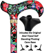 Royal Canes Moonlit Floral Derby-Handle Designer Adjustable Cane w/ Able Tri Pod Base