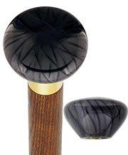 Royal Canes Nostalgia Pearl Black Flat Top Cane w/ Custom Color Ash Shaft & Collar