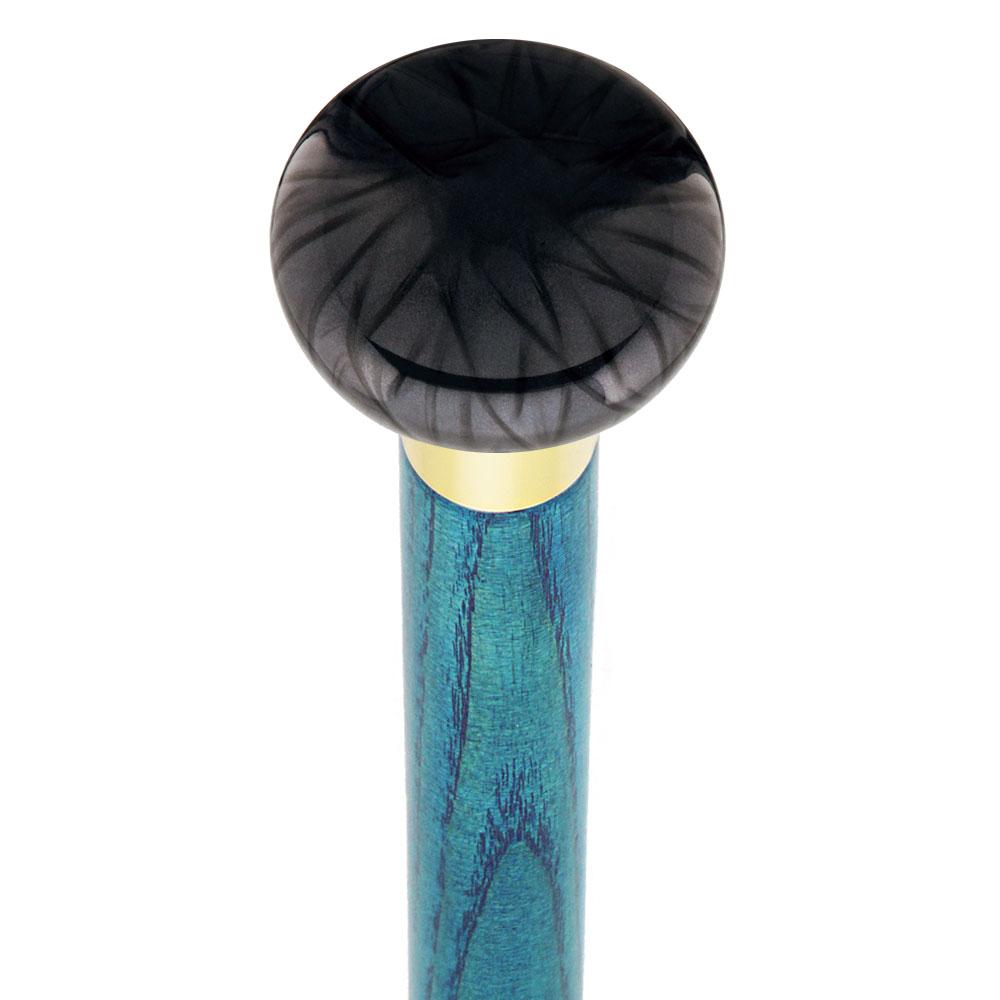 Royal Canes Nostalgia Pearl Black Flat Top Cane w/ Custom Color Ash Shaft & Collar