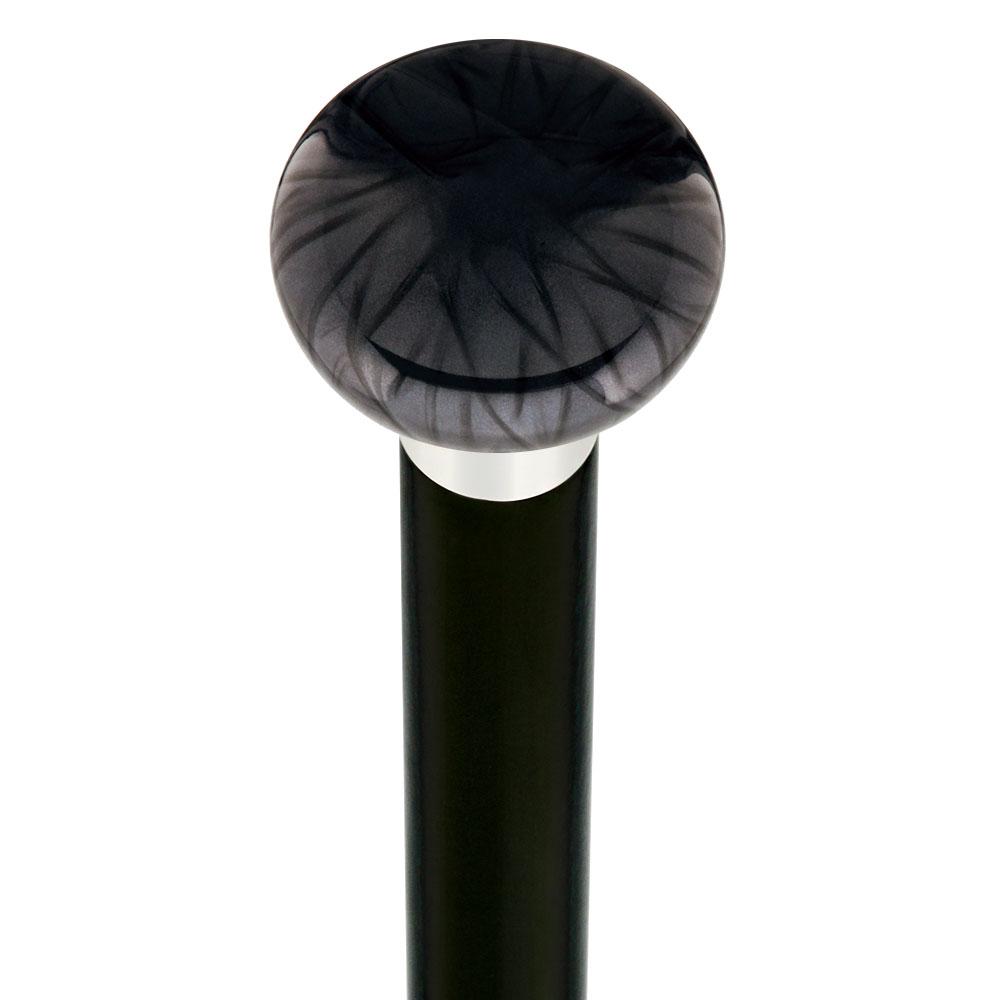 Royal Canes Nostalgia Pearl Black Flat Top Cane w/ Custom Wood Shaft & Collar
