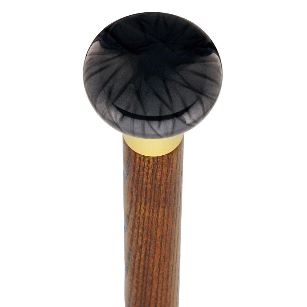 Royal Canes Nostalgia Pearl Black Flat Top Cane w/ Custom Wood Shaft & Collar