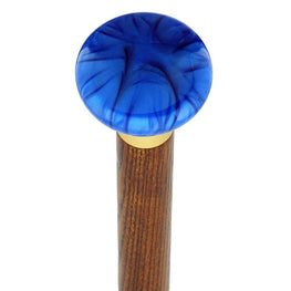 Royal Canes Nostalgia Pearl Blue Flat Top Cane w/ Custom Color Ash Shaft & Collar