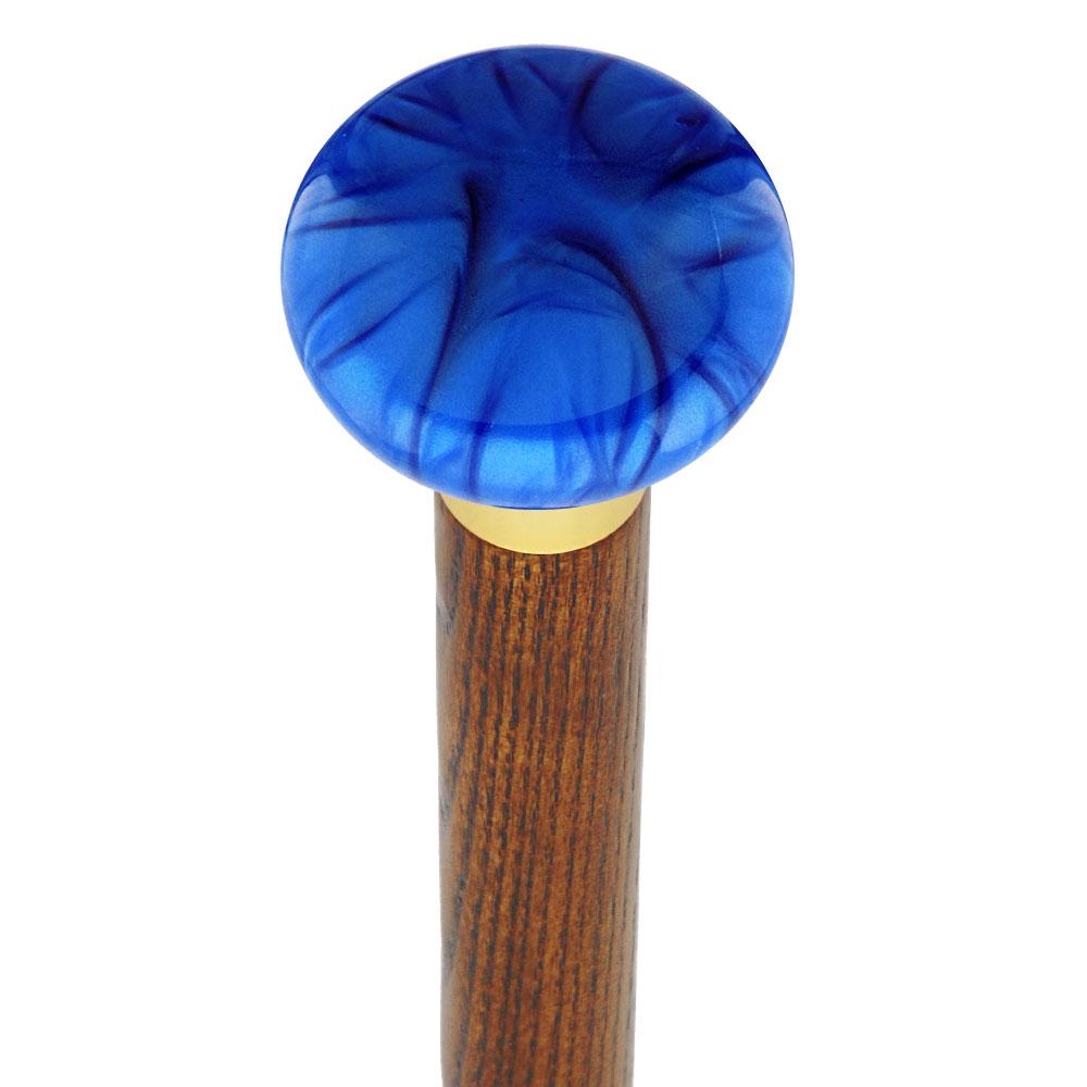 Royal Canes Nostalgia Pearl Blue Flat Top Cane w/ Custom Color Ash Shaft & Collar