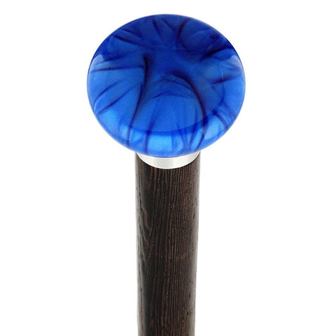 Royal Canes Nostalgia Pearl Blue Flat Top Cane w/ Custom Wood Shaft & Collar