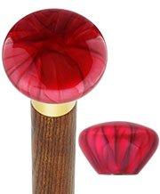 Royal Canes Nostalgia Pearl Red Flat Top Cane w/ Custom Color Ash Shaft & Collar