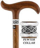 Royal Canes Nuevo Afromosia Handle Walking Cane with Pewter Collar