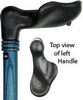 Royal Canes Denim Blue Palm-Grip Walking Cane With Ash Wood Shaft and Wooden Collar