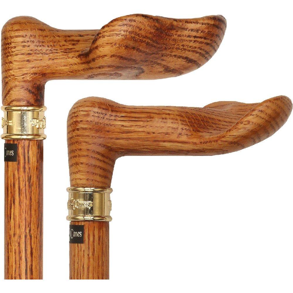 Oak wood Shaft Brass Collar Oak Palm Grip Walking Cane