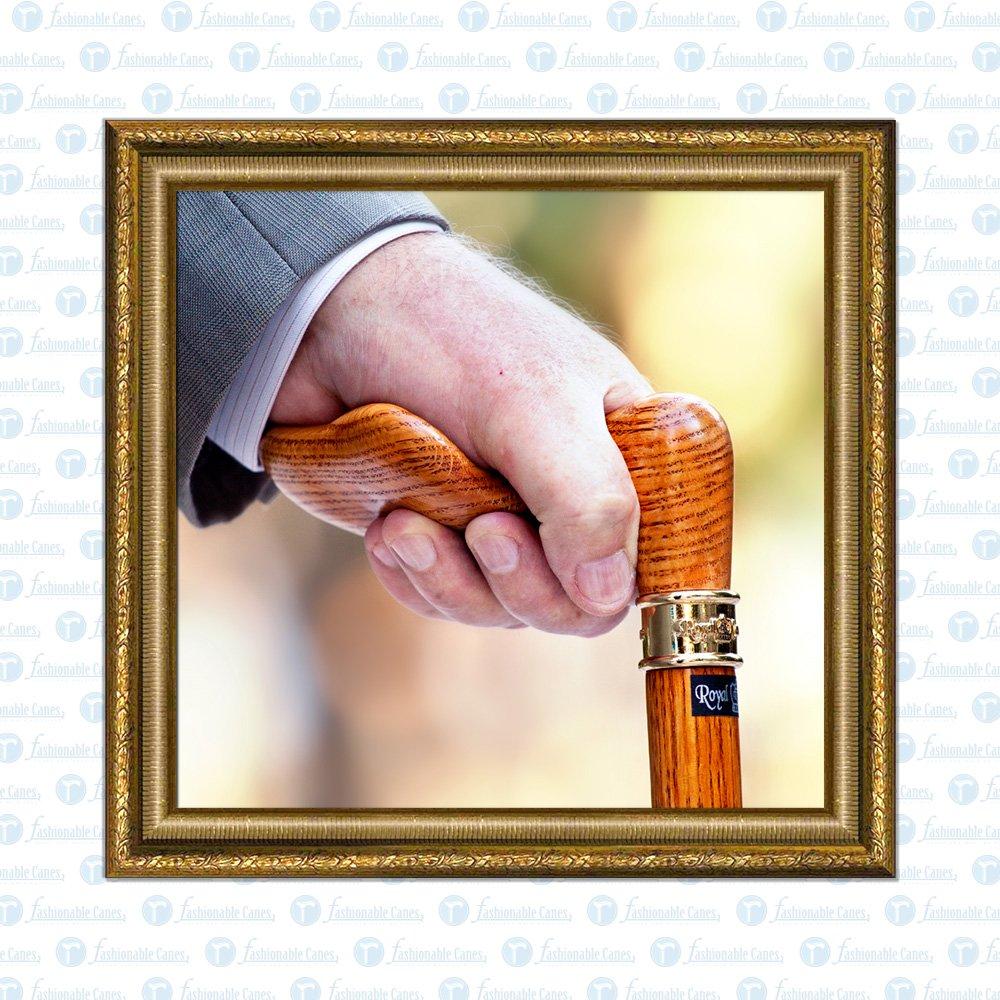 Royal Canes Oak Palm Grip Walking Cane With Oak wood Shaft and Brass Collar