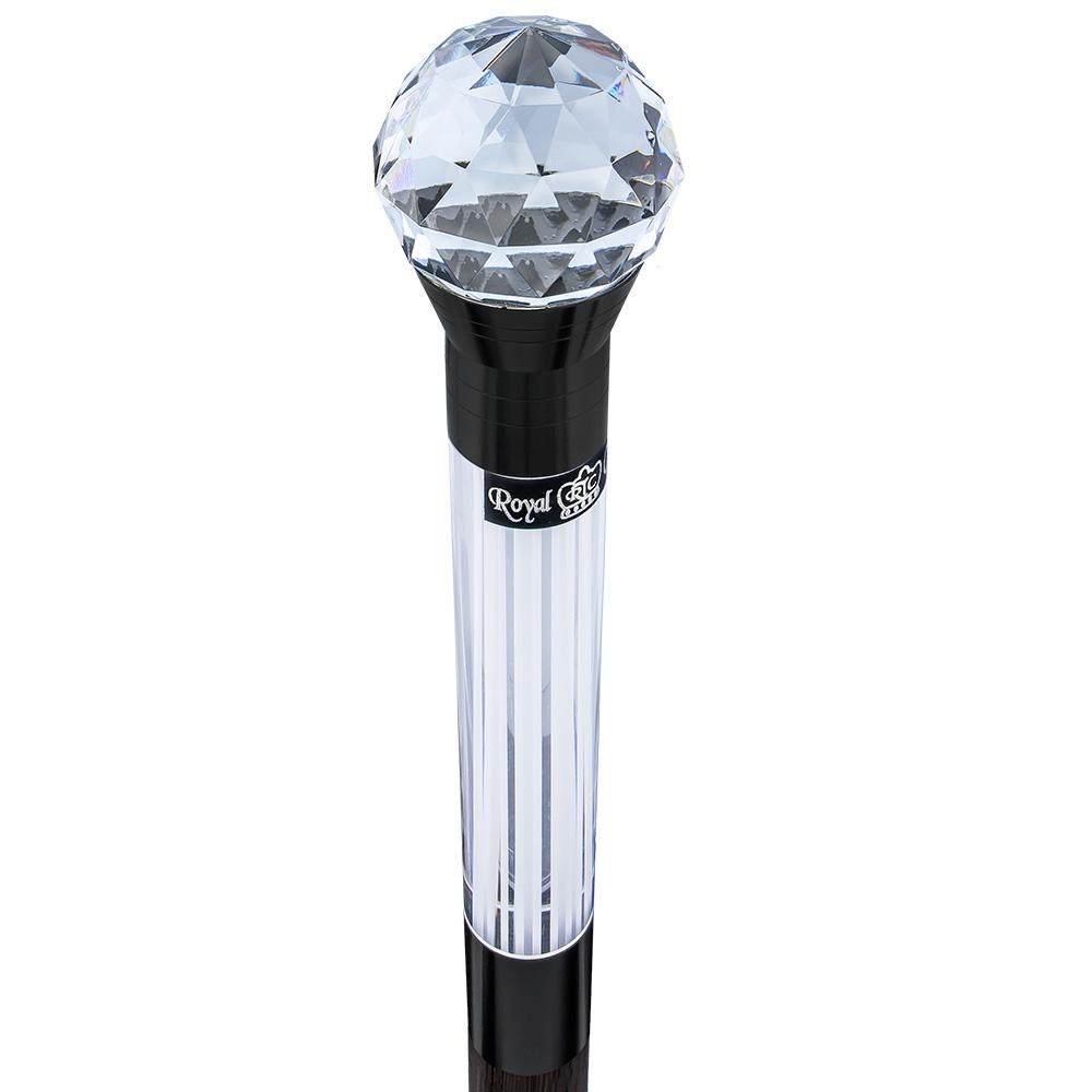 Royal Canes Crystal Ball Handle Walking Stick With Light Up Lucite with Wenge Wood