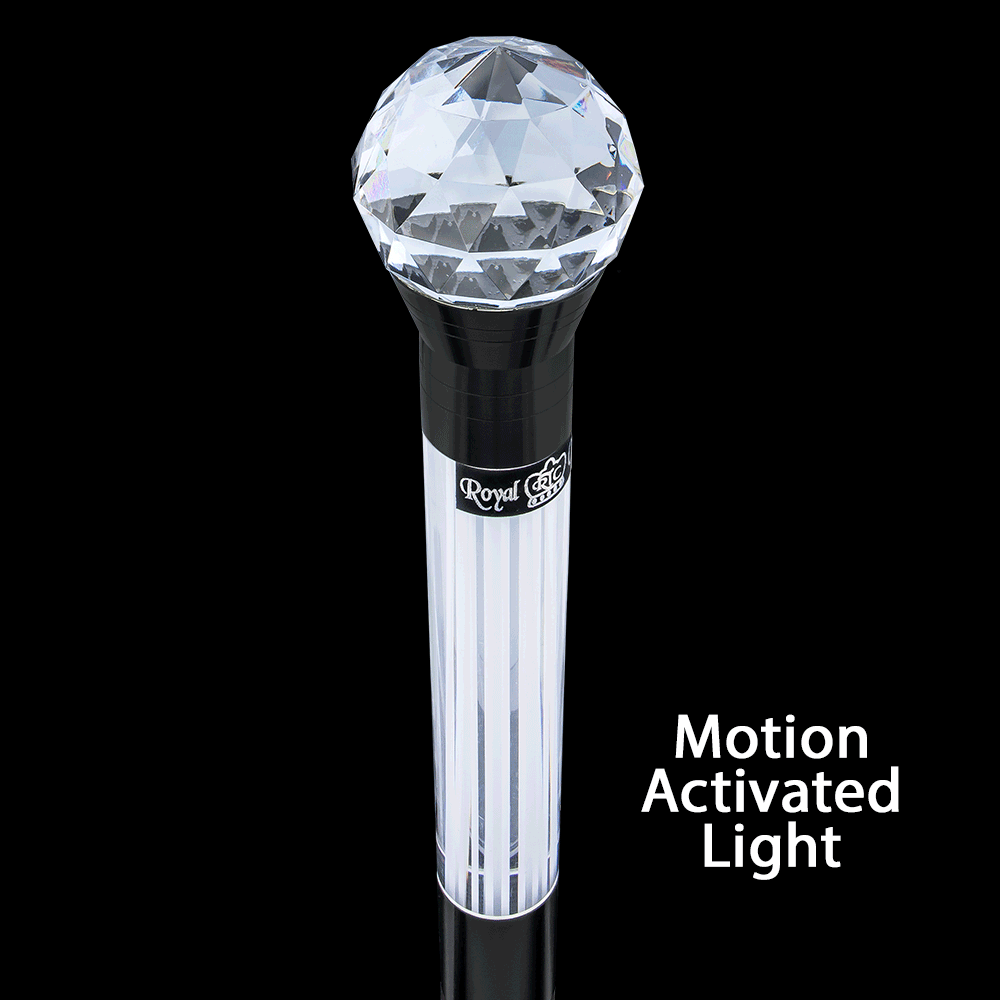 Royal Canes Crystal Ball Handle Walking Stick With Light Up Lucite with Wenge Wood