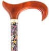 Royal Canes Amber Derby Walking Cane with Confetti Floral Fabric Wrapped Beechwood Shaft and Brass Collar