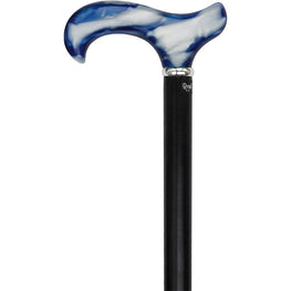 Royal Canes Arctic Blue Derby Walking Cane With Black Beechwood Shaft and Silver Collar
