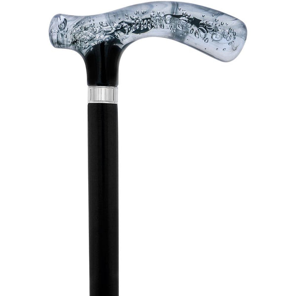 Royal Canes Black and Clear Acrylic Bubble Handle Cane w/ Custom Wooden Shaft