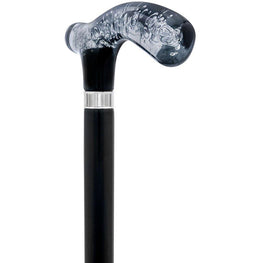 Royal Canes Black and Clear Acrylic Bubble Handle Cane w/ Custom Wooden Shaft