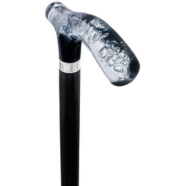 Royal Canes Black and Clear Acrylic Bubble Handle Cane w/ Custom Wooden Shaft
