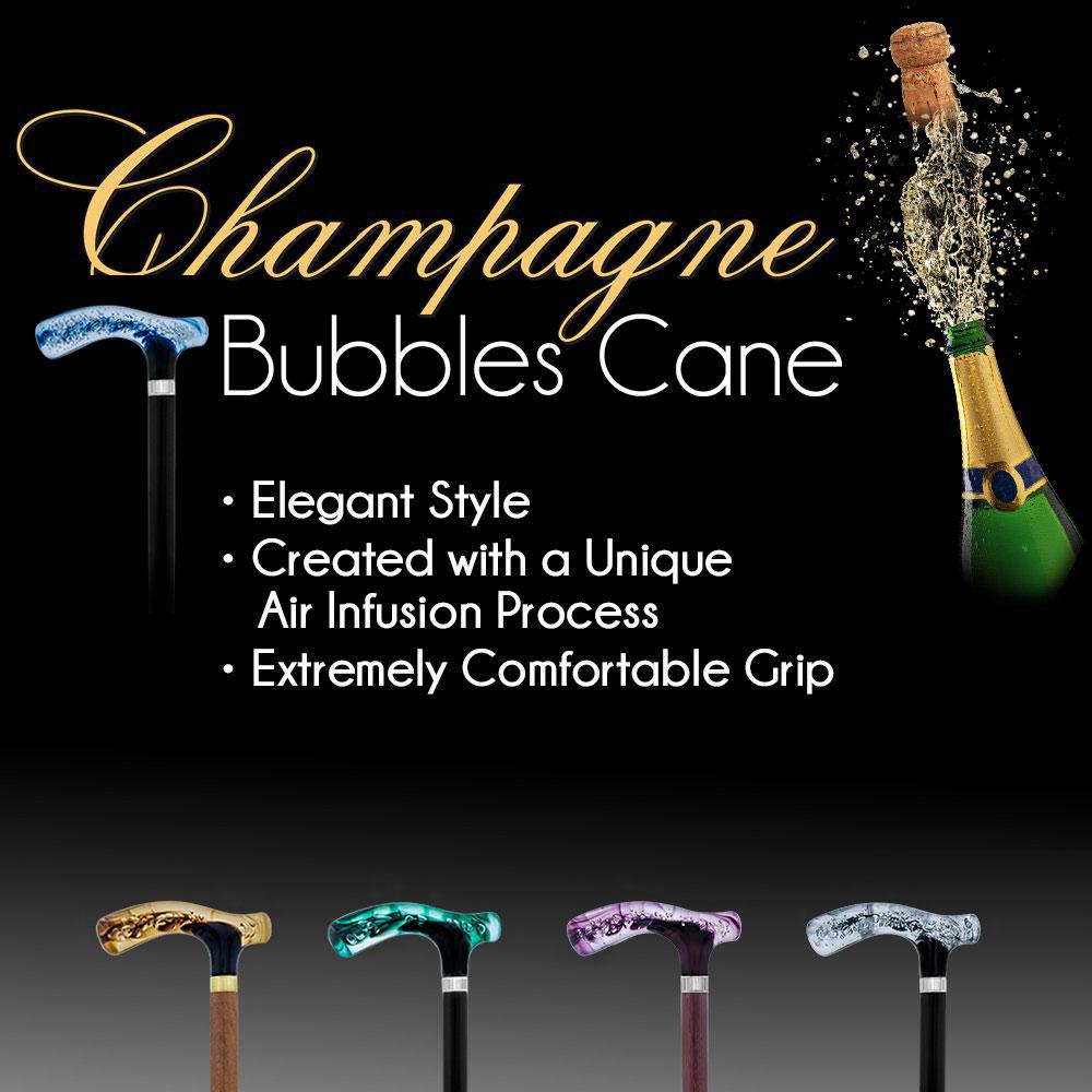 Royal Canes Blue and Clear Acrylic Bubble Handle Cane w/ Custom Wooden Shaft