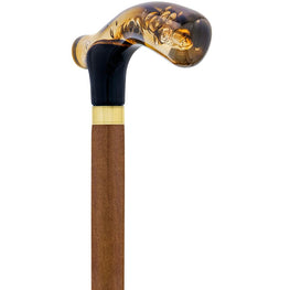 Royal Canes Brown and Clear Acrylic Bubble Handle Cane w/ Custom Wooden Shaft