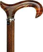 Royal Canes Faux Amber Derby Walking Cane With Genuine Ovangkol Shaft and Silver Collar
