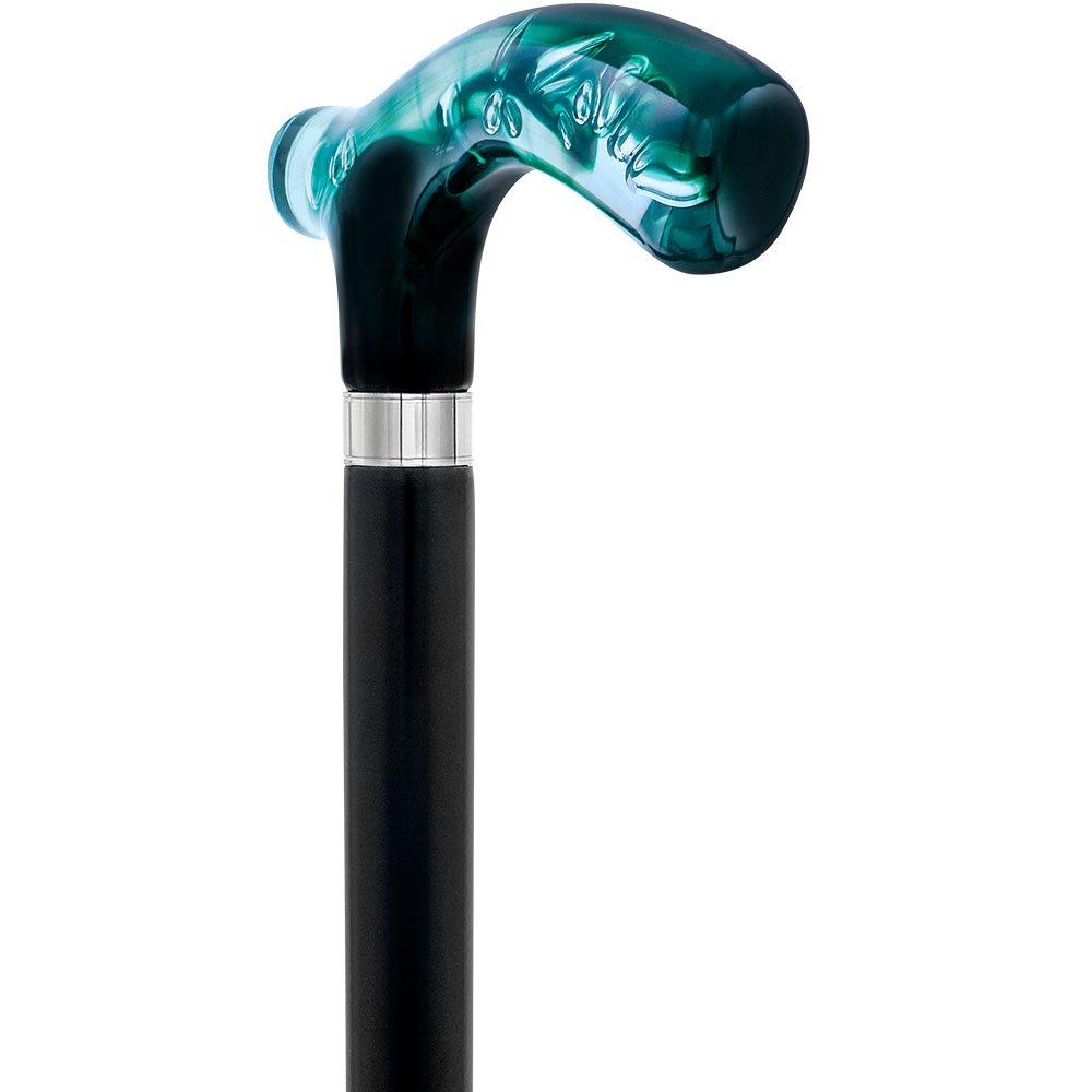 Royal Canes Green and Clear Acrylic Bubble Handle Cane w/ Custom Wooden Shaft