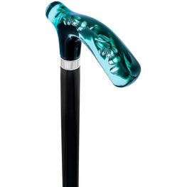 Royal Canes Green and Clear Acrylic Bubble Handle Cane w/ Custom Wooden Shaft