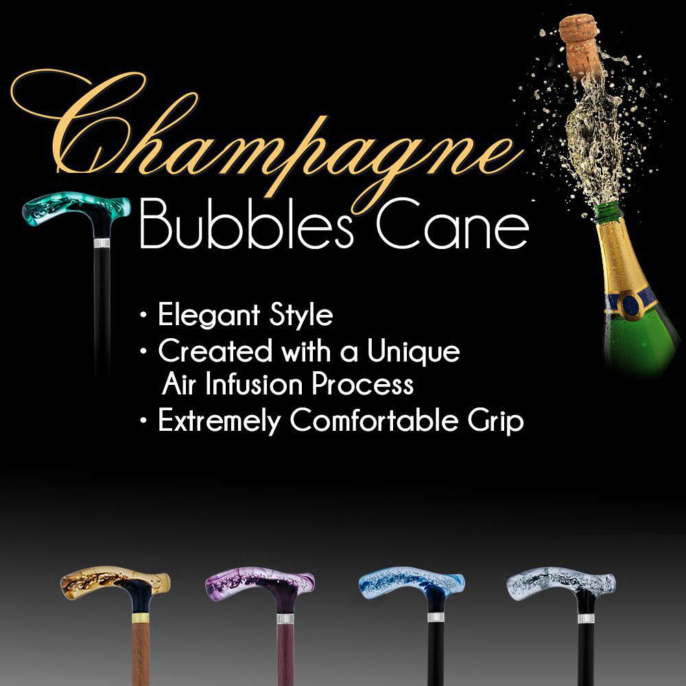 Royal Canes Green and Clear Acrylic Bubble Handle Cane w/ Custom Wooden Shaft