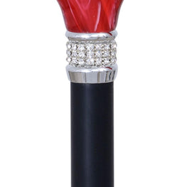 Royal Canes Midnight Red Pearlz with Rhinestone Collar and Designer Adjustable Cane