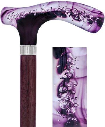 Royal Canes Purple and Clear Acrylic Bubble Handle Cane w/ Custom Wooden Shaft