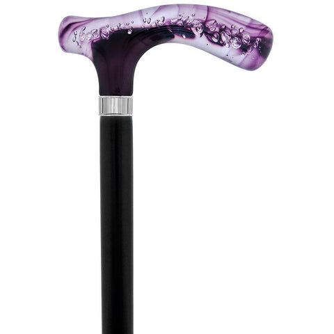 Royal Canes Purple and Clear Acrylic Bubble Handle Cane w/ Custom Wooden Shaft