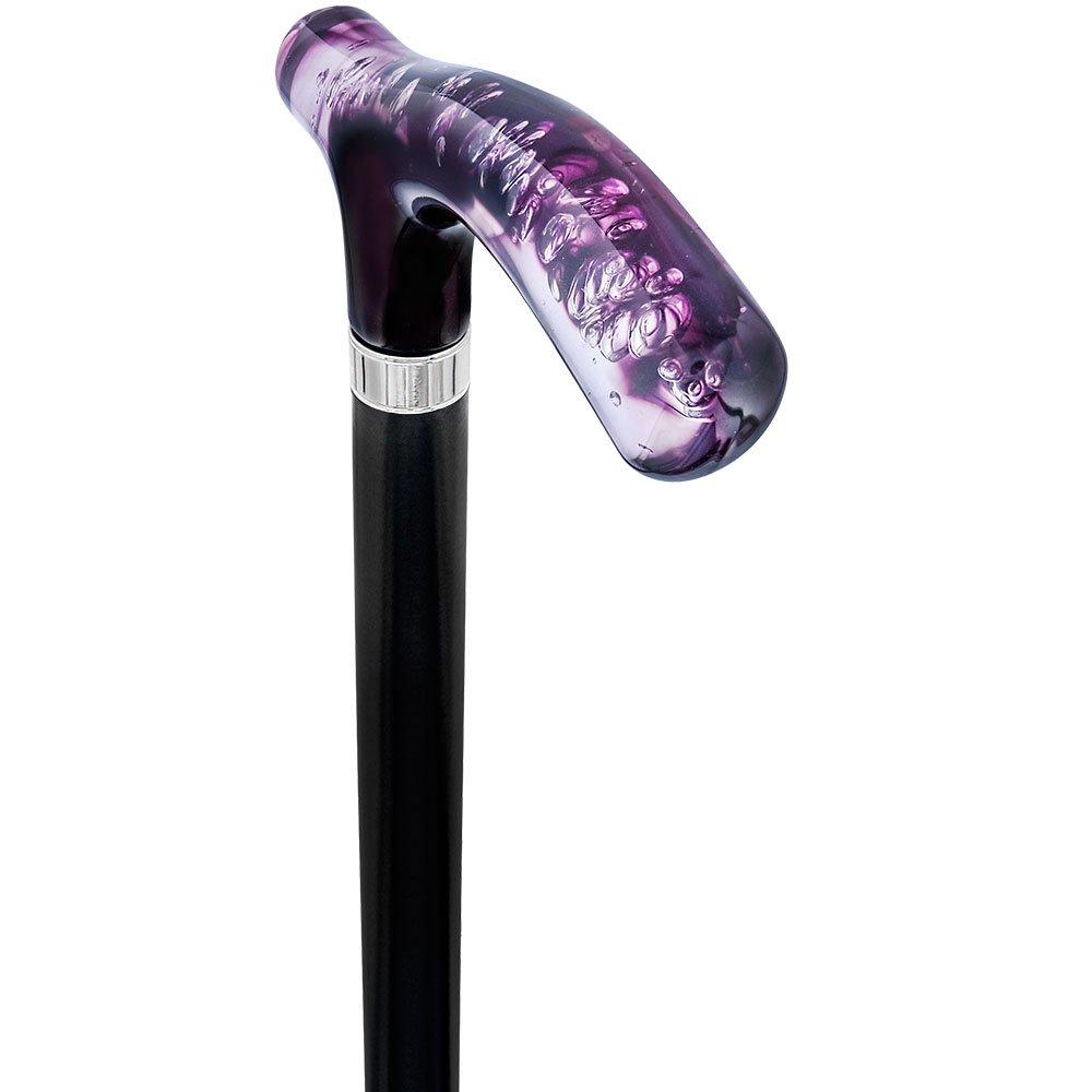 Royal Canes Purple and Clear Acrylic Bubble Handle Cane w/ Custom Wooden Shaft