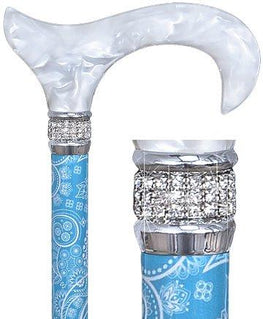 Royal Canes Sky Blue Pearlz w/ Rhinestone Collar and Sky Blue Designer Adjustable Cane