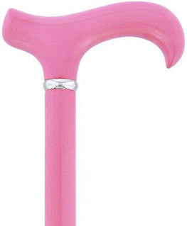 Royal Canes Pink Derby Handle Walking Cane with Beechwood Wood Shaft and Silver Collar